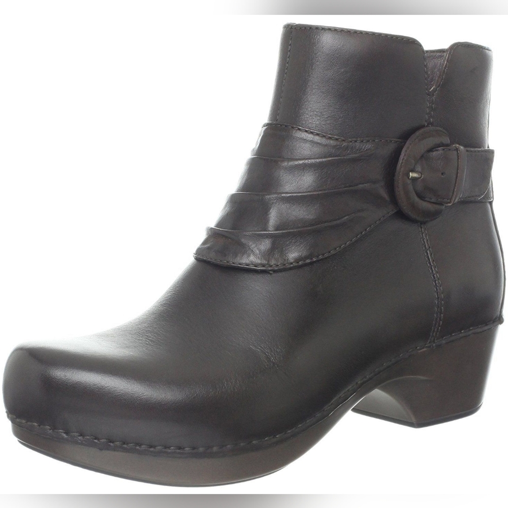 Dansko Tabitha Black Leather Buckle Zip Moto Comfort Ankle Boots Size 41 10.5-11
